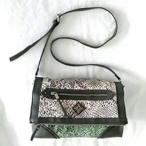 Vera Wang Handbag Animal Vegan Snakeskin Print Bag Grey MultiColor Purse